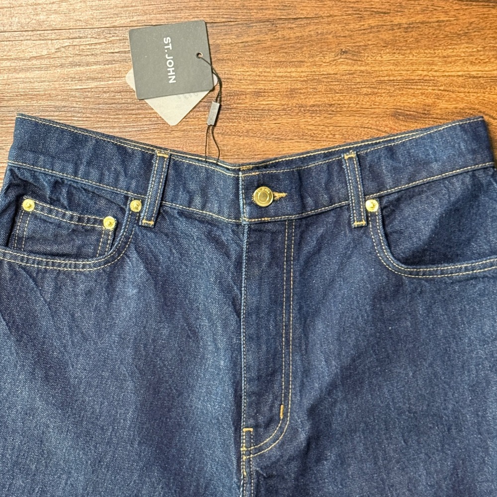 St John Paseo Jeans Womens 10 NWT Dark Indigo Wide Leg K84AC70 $695 USA Luxury - Picture 2 of 14